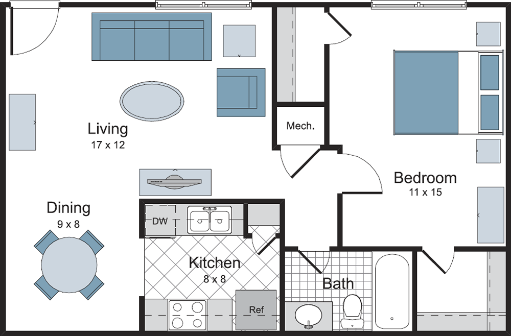 One Bedroom / One Bath - 750 Sq.Ft.*